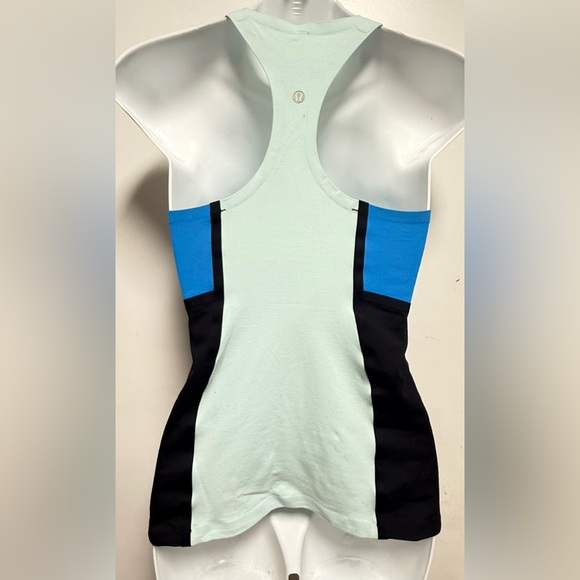 Lululemon Athletica Green Black Fitted Asymmetrical Tank Top - Picture 4 of 7